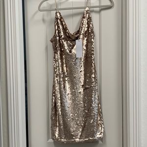 NWT Gold Sequin Aakaa Dress
